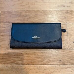 Coach Black and Brown Wallet Signature C